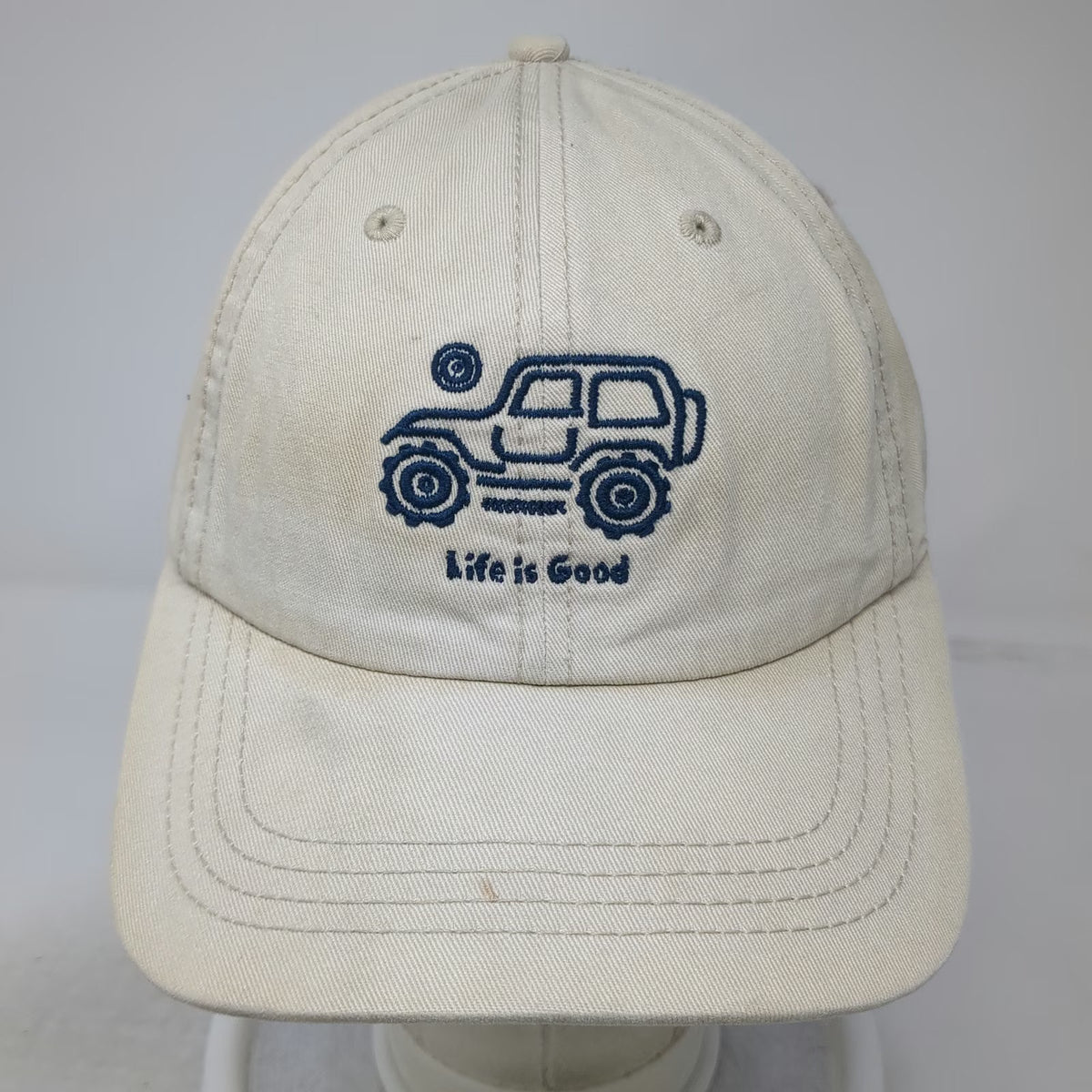 Life is Good Baseball Cap Beige One Size Jeep Off-Road Blue Cotton Slideback Hat