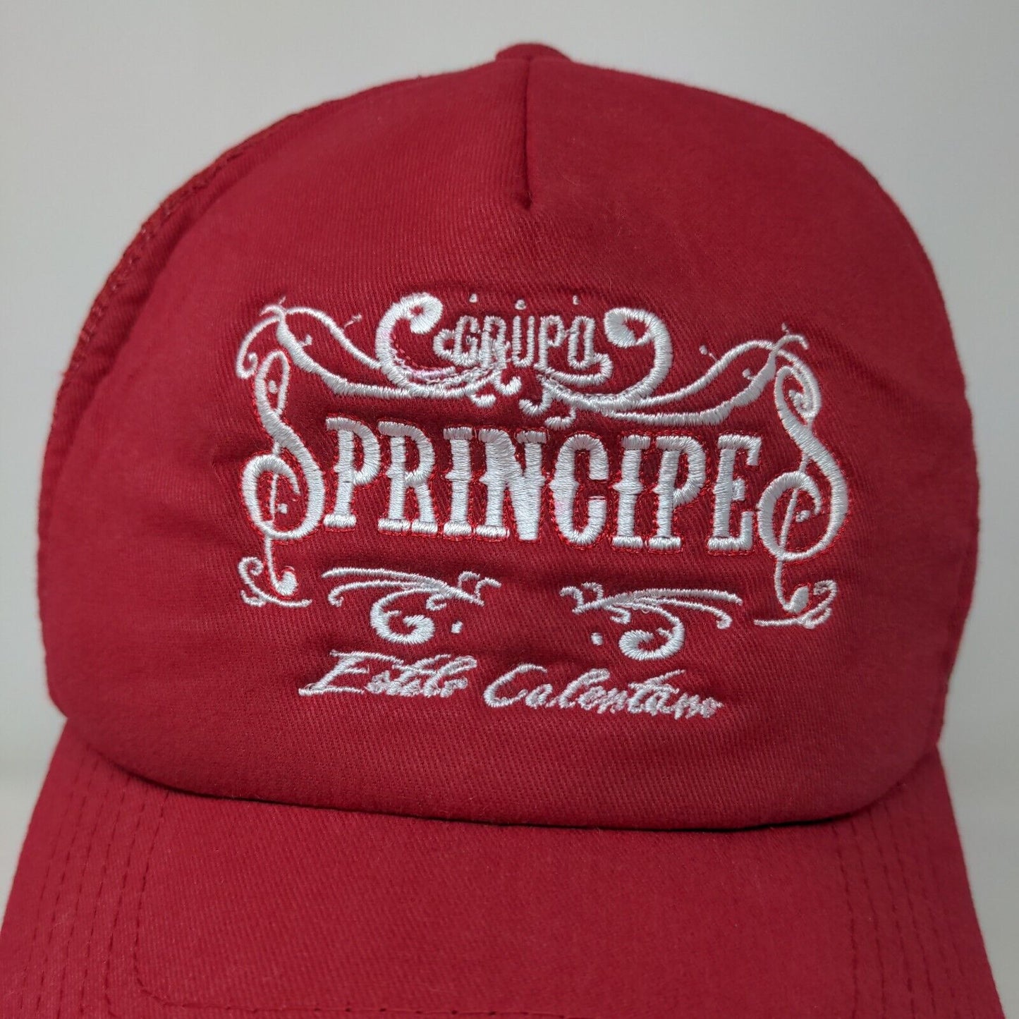 Grupo Principe Estilo Calentano Musical Artist Men's Snapback Mesh Back Hat Red