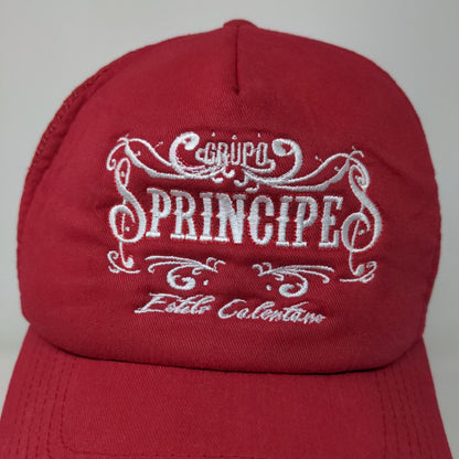 Grupo Principe Estilo Calentano Musical Artist Men's Snapback Mesh Back Hat Red