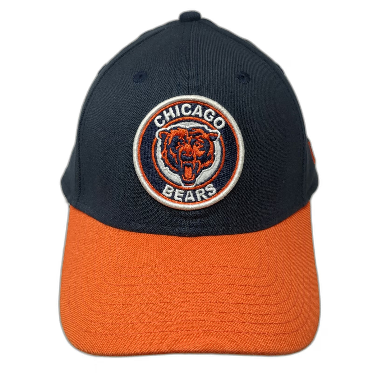 Chicago Bears NFL New Era XL Blue Orange 39THIRTY Stretch Curved Brim Cap Hat