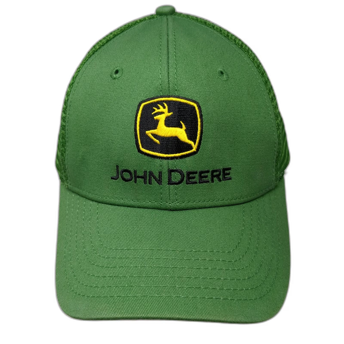 John Deere Trucker Hat Green One Size Mesh Snapback Embroidered Logo Farming