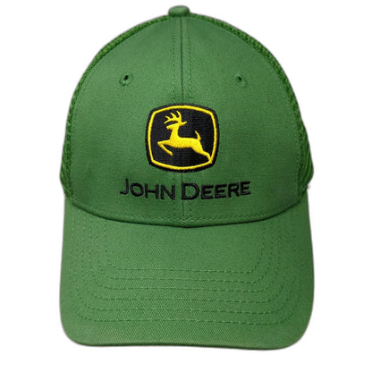 John Deere Trucker Hat Green One Size Mesh Snapback Embroidered Logo Farming