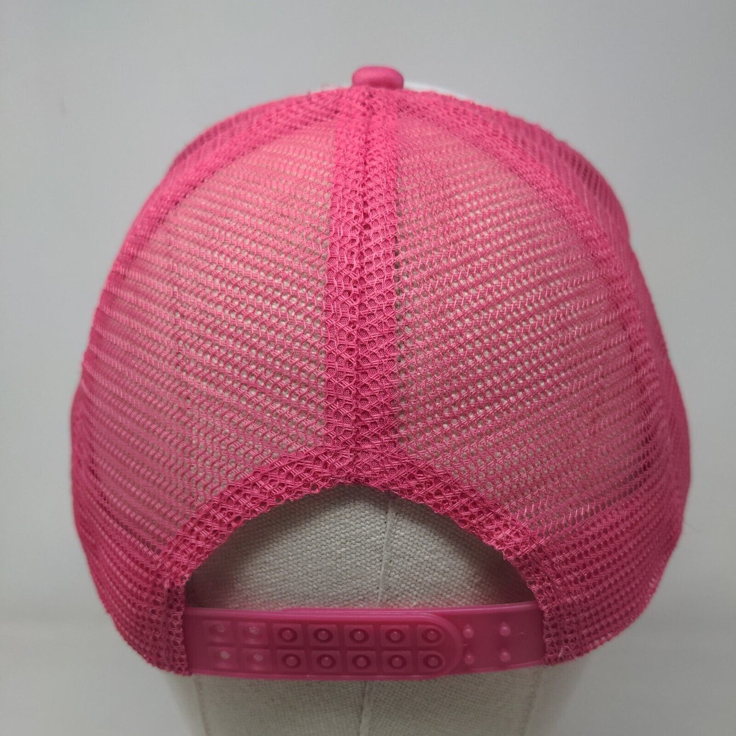 Shark Head Snapback Trucker Hat Pink One Size Mesh Back Adjustable