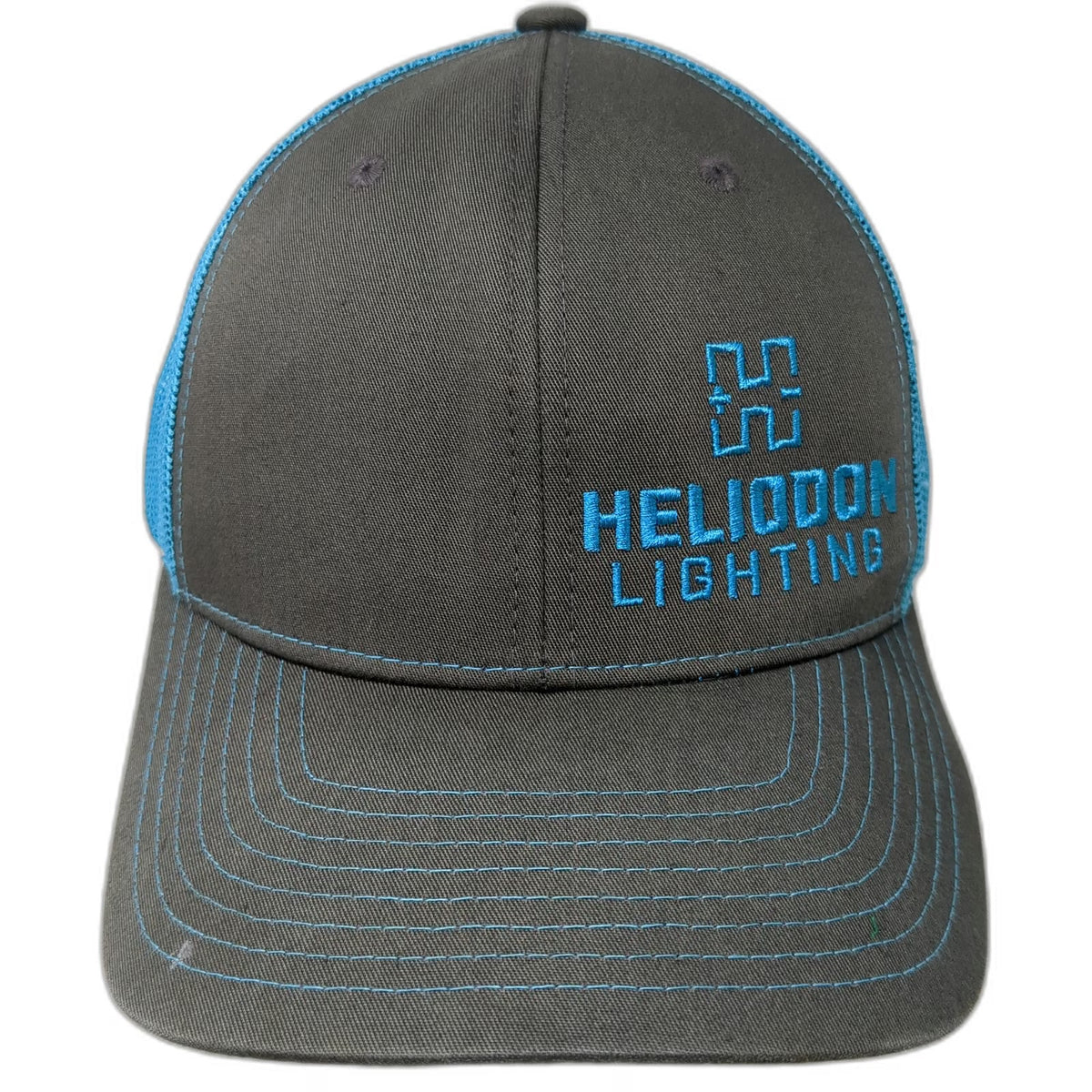 Richardson Trucker Hat Gray Blue Heliodon Lighting One Size Mesh Snapback Logo