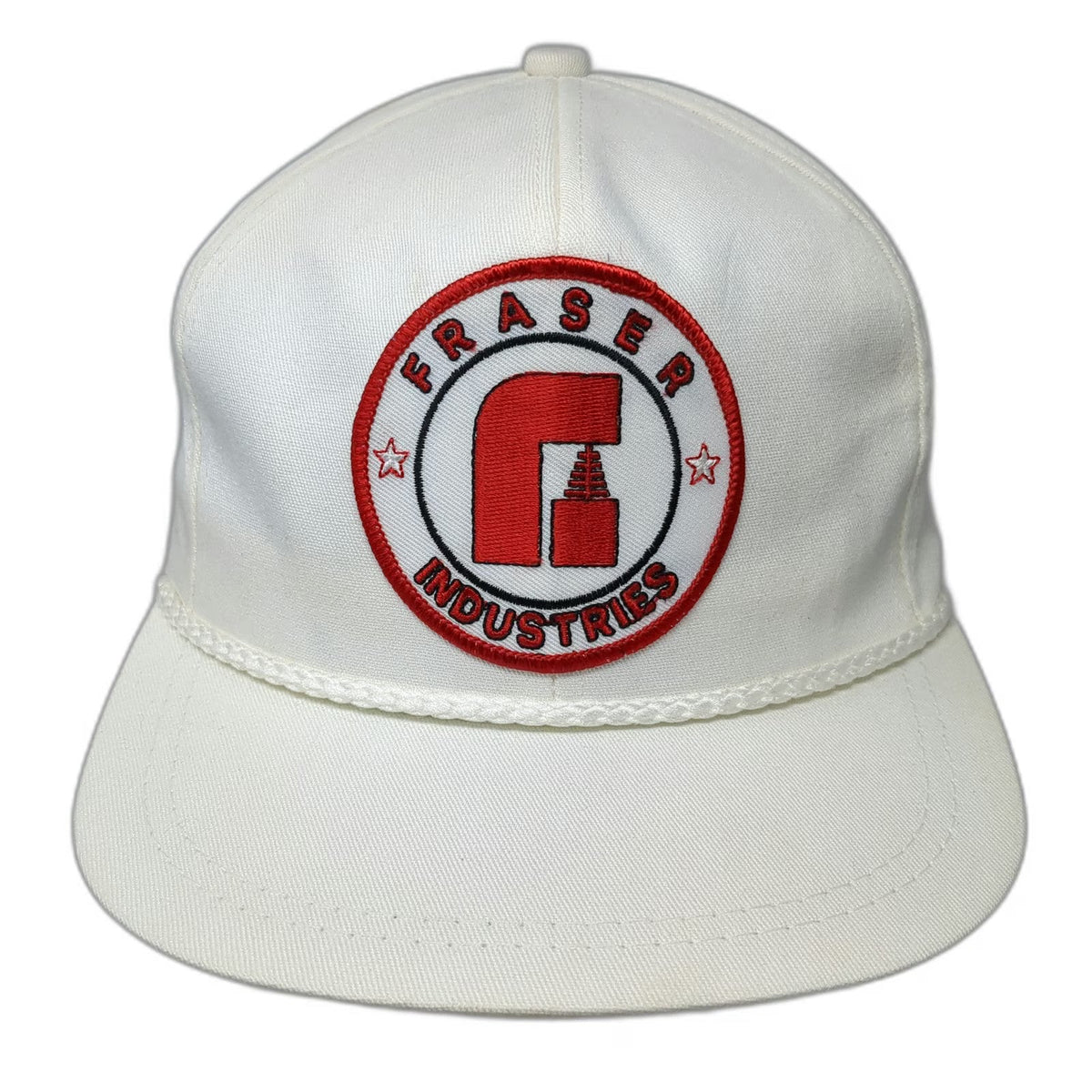 America's Legend Baseball Cap White One Size Rope Brim Fraser Industries USA Hat