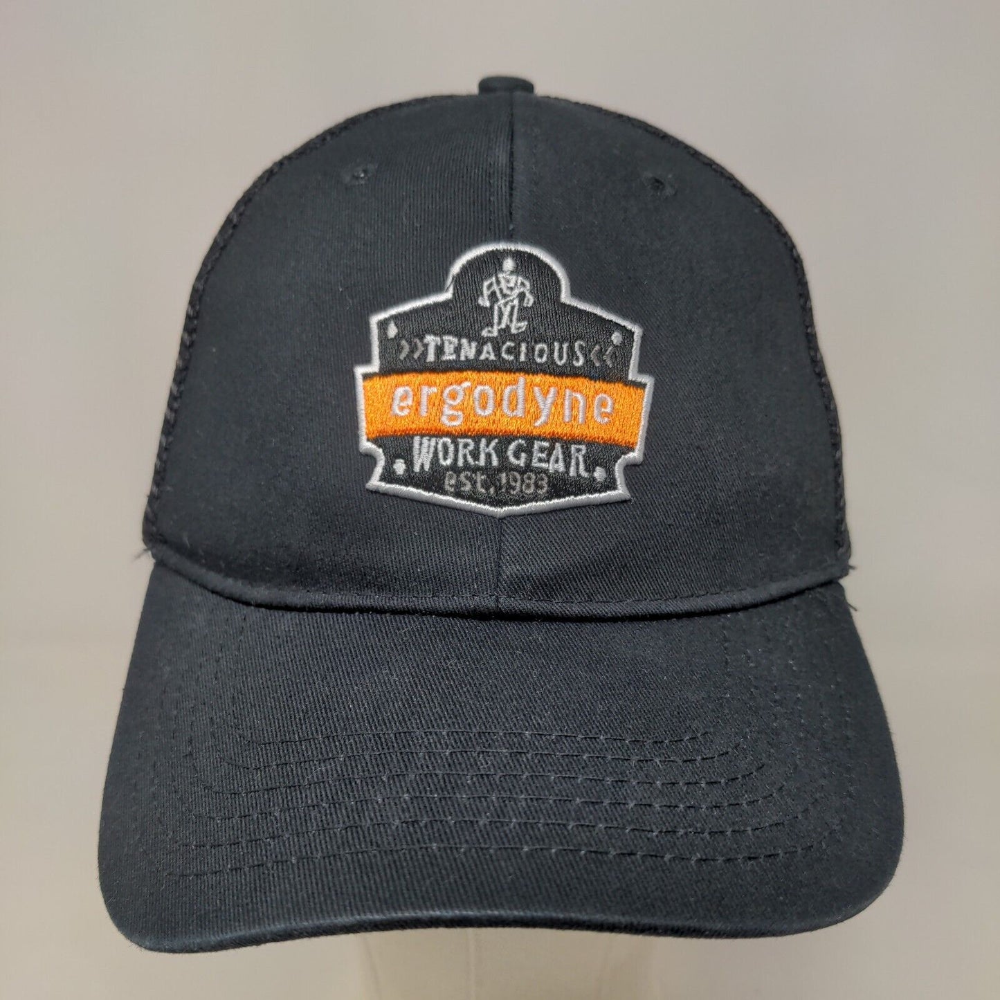 Tenacious Ergodyne Work Gear Men's Snapback Mesh Back Hat Black Embroidered Logo
