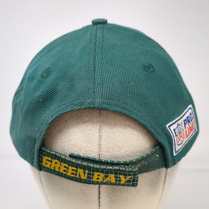 Green Bay Packers NFL Logo Athletic Green Hat Patterned Brim Strapback Vintage