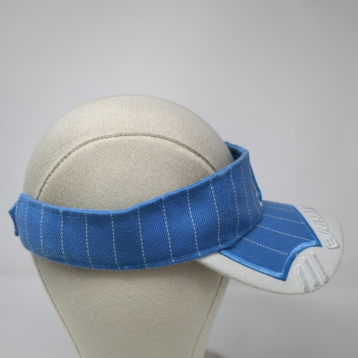 Island Dream Visor Blue One Size Bahamas Embroidered Letter B Pinstripe Hat