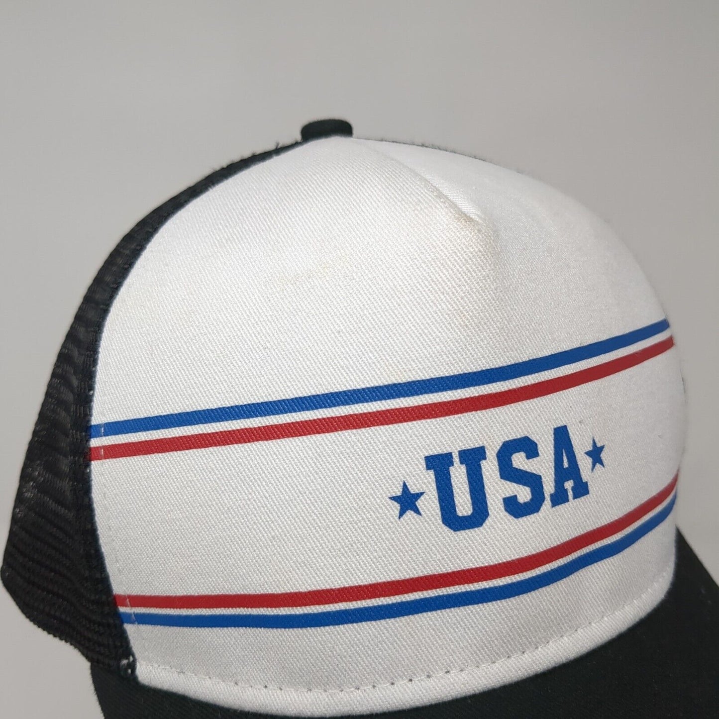 USA Snapback Mesh Back Trucker Hat Black One Size Adjustable Colorblock