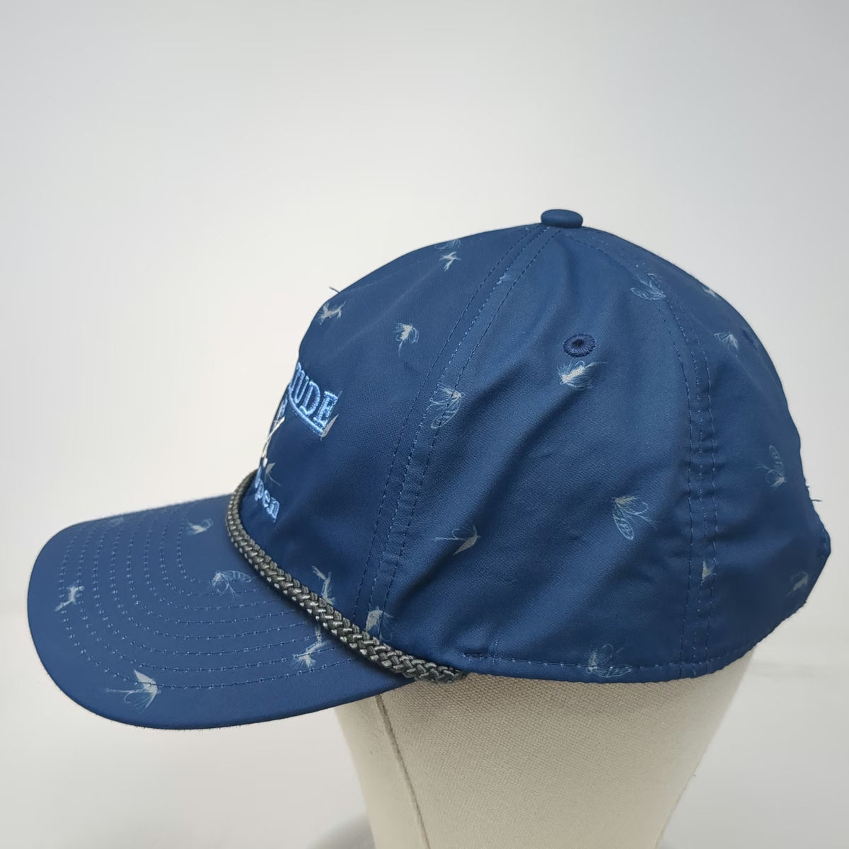 Imperial 5 Panel Blue OSFM Hat Solitude Flies Open Fifth Major Golf Rope Strap