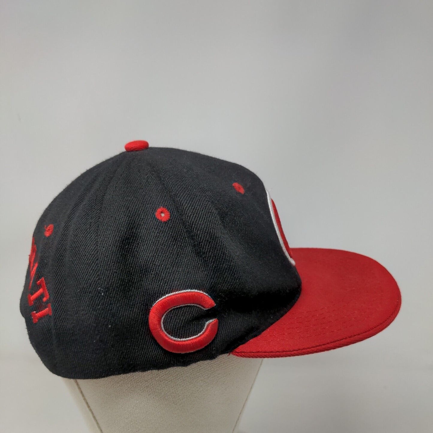 Cincinnati Reds Snapback Hat Black Red MLB Embroidered Big Logo Spell Out MLB