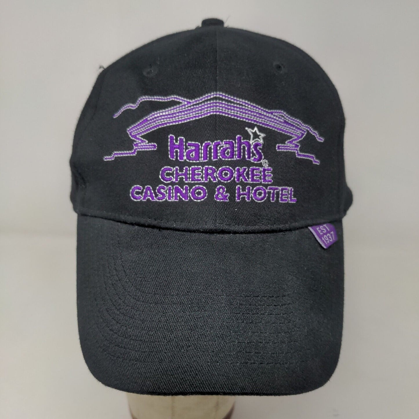 Harrah's Cherokee Casino & Hotel Men's Strapback Hat Black Purple Embroidered