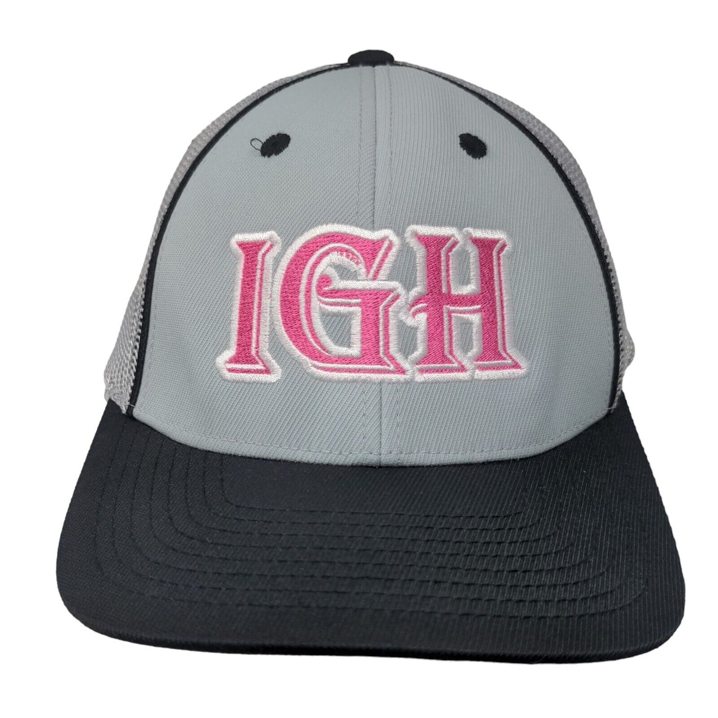 IGH Fitted Trucker Hat Gray L/XL Embroidered Pro Model Mesh Pacific Headwear