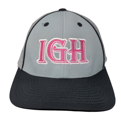 IGH Fitted Trucker Hat Gray L/XL Embroidered Pro Model Mesh Pacific Headwear