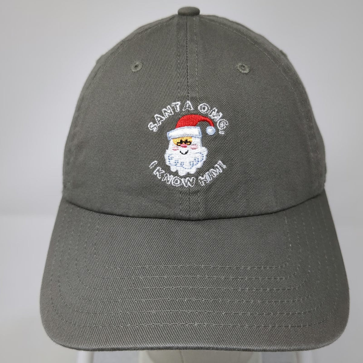 Elf Gray One Size Baseball Cap Santa OMG I Know Him Hat Slideback Embroidery