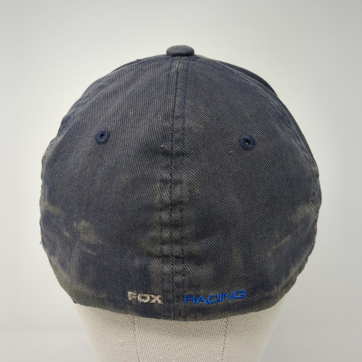Fox Racing Inc Fitted Hat Blue Medium Flexfit Embroidered Vented Holes 6 Panel
