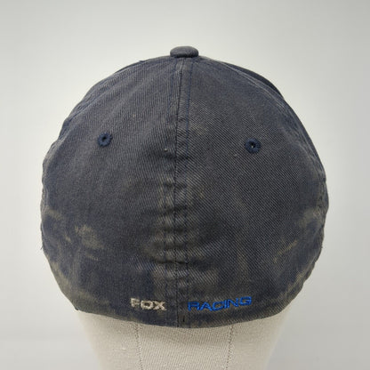 Fox Racing Inc Fitted Hat Blue Medium Flexfit Embroidered Vented Holes 6 Panel