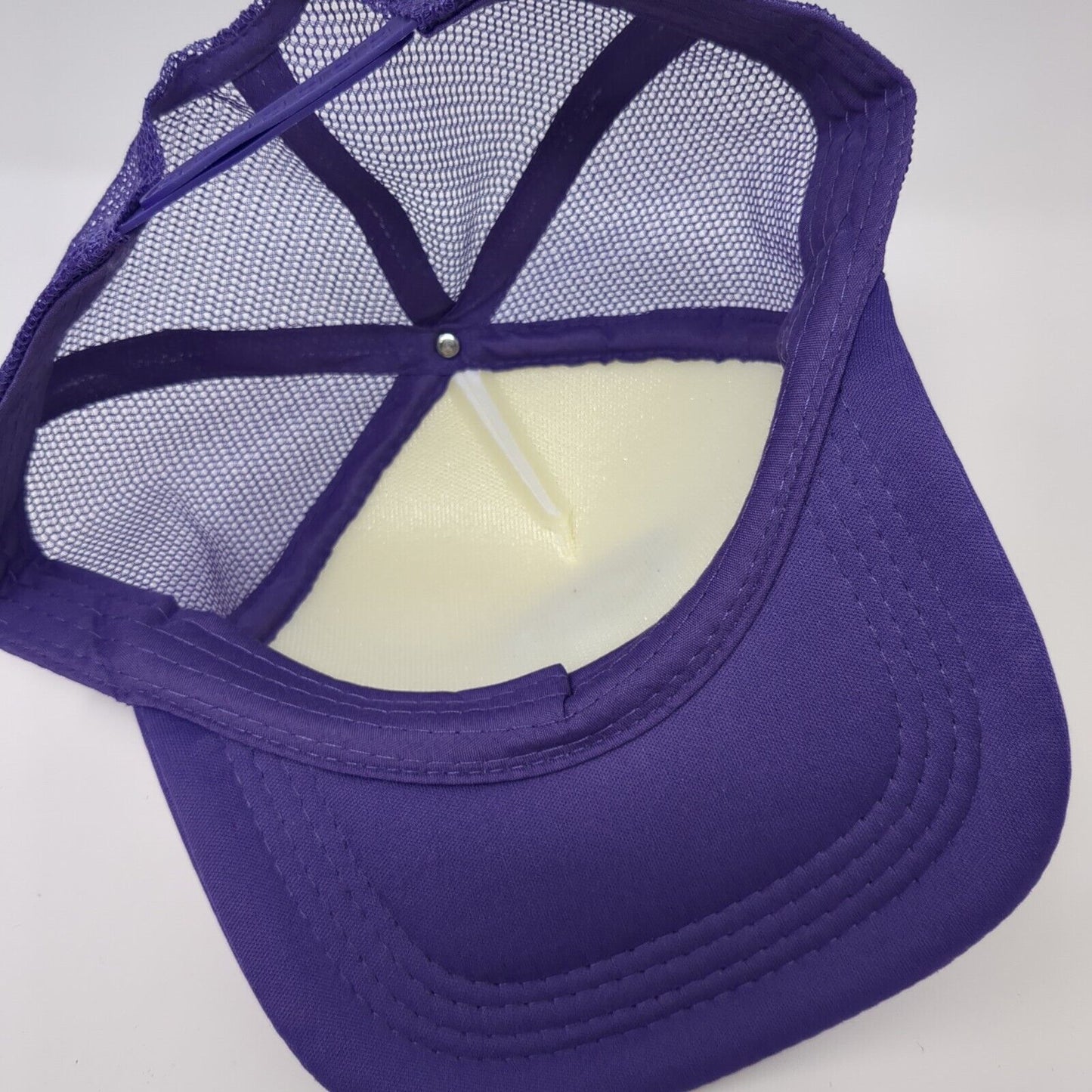 Smiley Face Snapback Mesh Back Trucker Hat Purple One Size Colorblock
