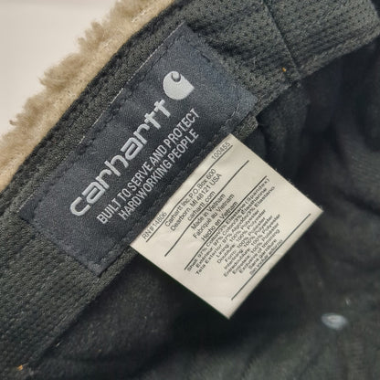 Carhartt Baseball Cap Brown XL Sherpa Lined Ear Flaps Duck Canvas Winter Hat