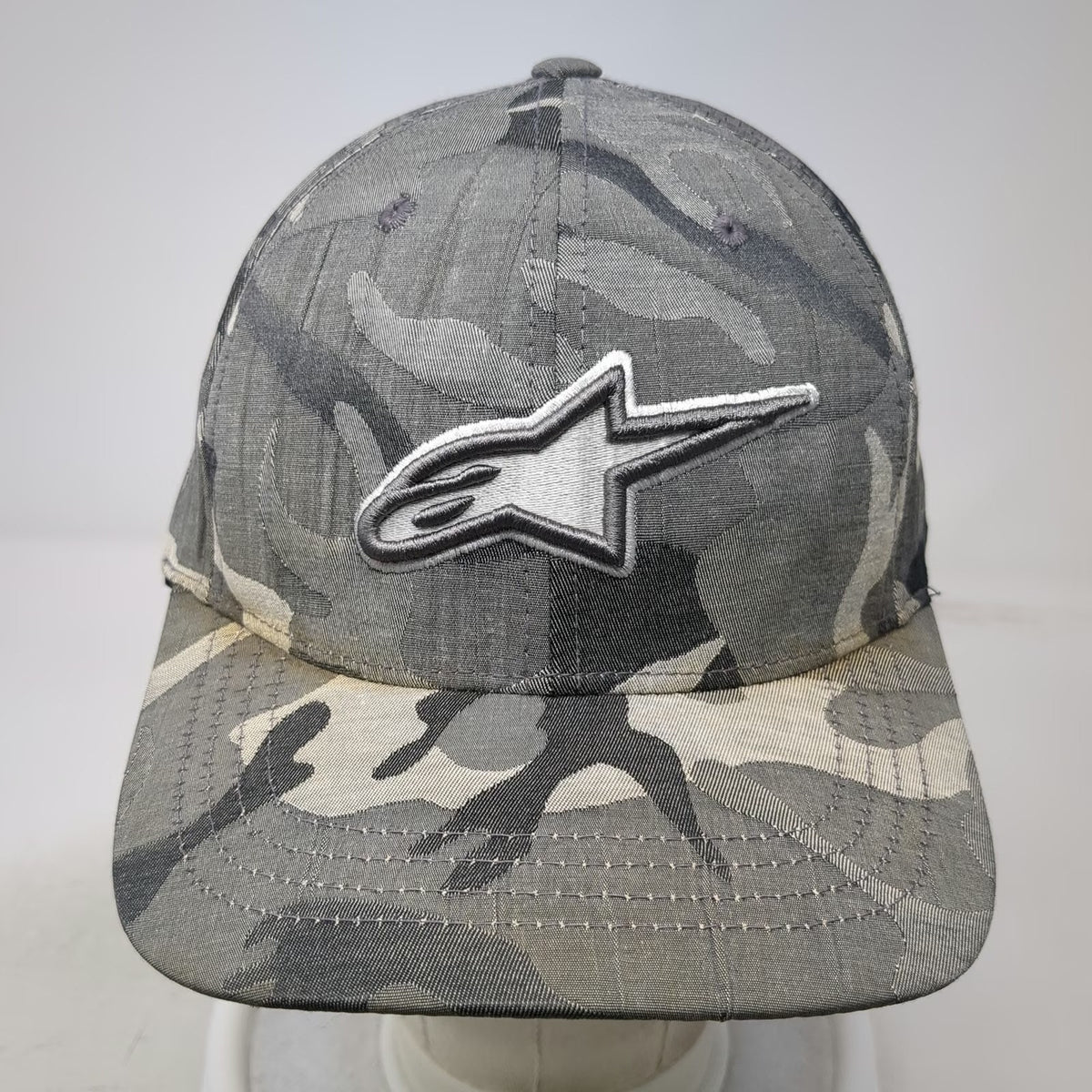 Alpinestars Baseball Cap Gray Camo XL Fitted Flexfit Hat Logo A-Star Graphic