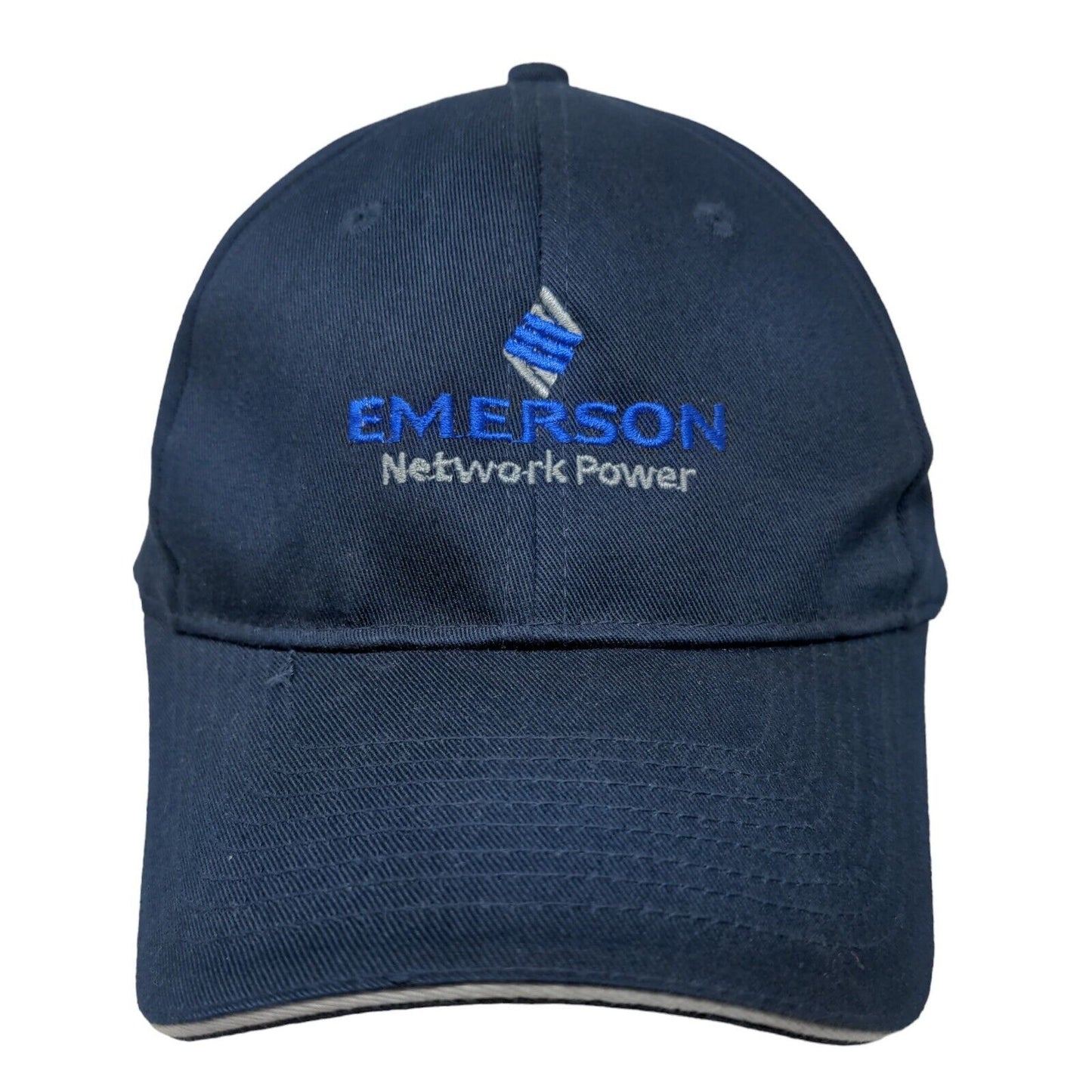 Port & Company Men's Strapback Hat Blue Emerson Network Power Embroidered Logo