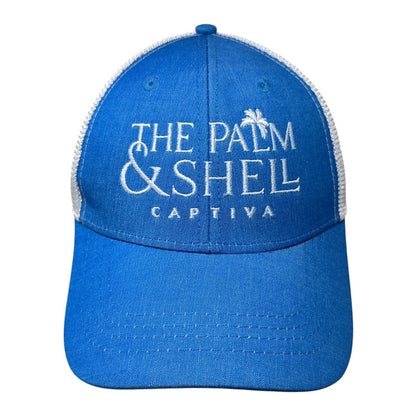 The Palm & Shell Captiva Strapback Trucker Hat Blue One Size Mesh Back