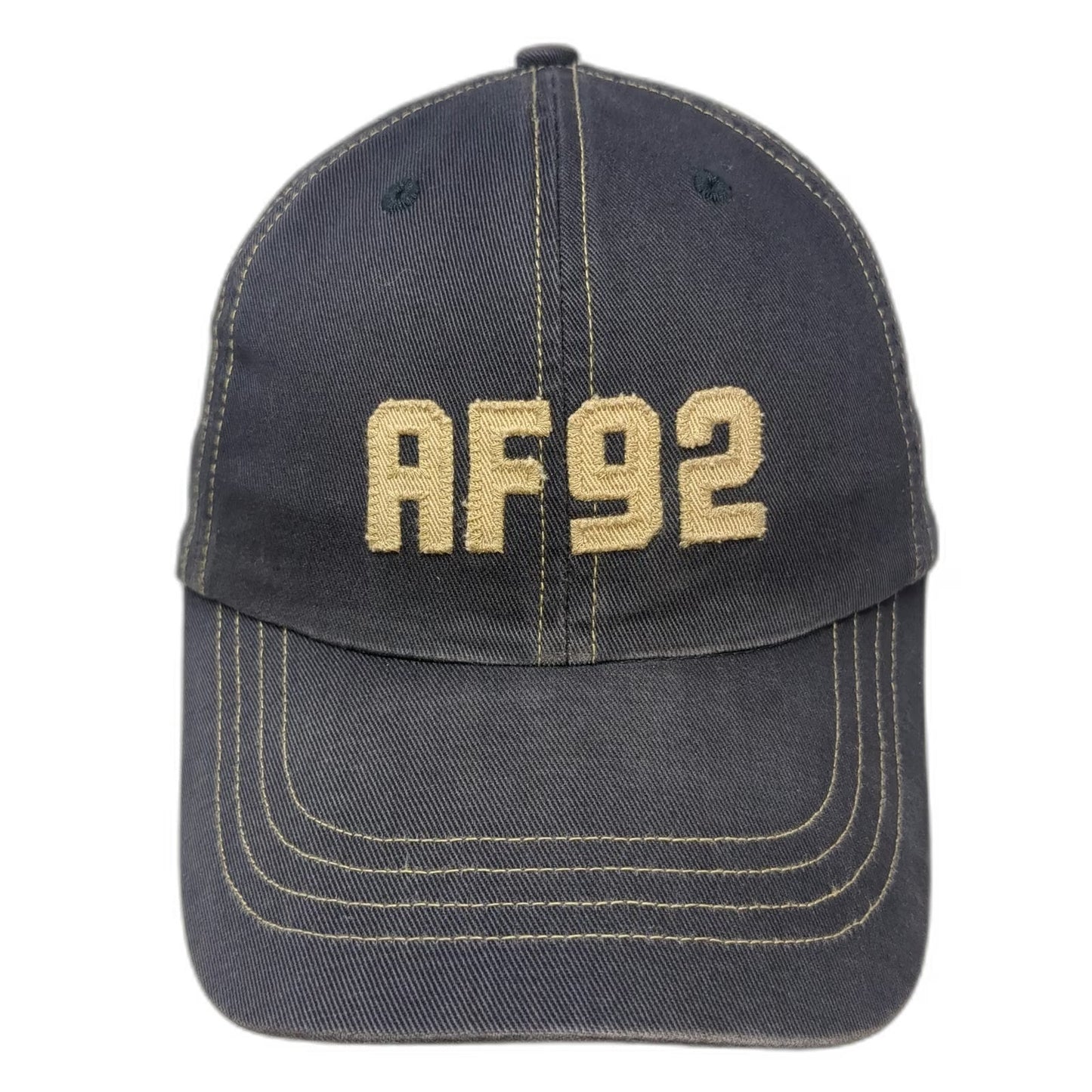 Abercrombie & Fitch Baseball Cap Blue AF92 Leather Strap Stitch Hat Vintage