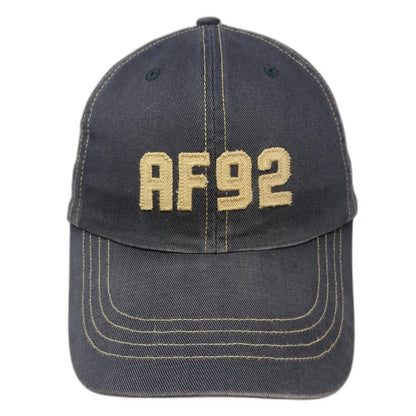 Abercrombie & Fitch Baseball Cap Blue AF92 Leather Strap Stitch Hat Vintage