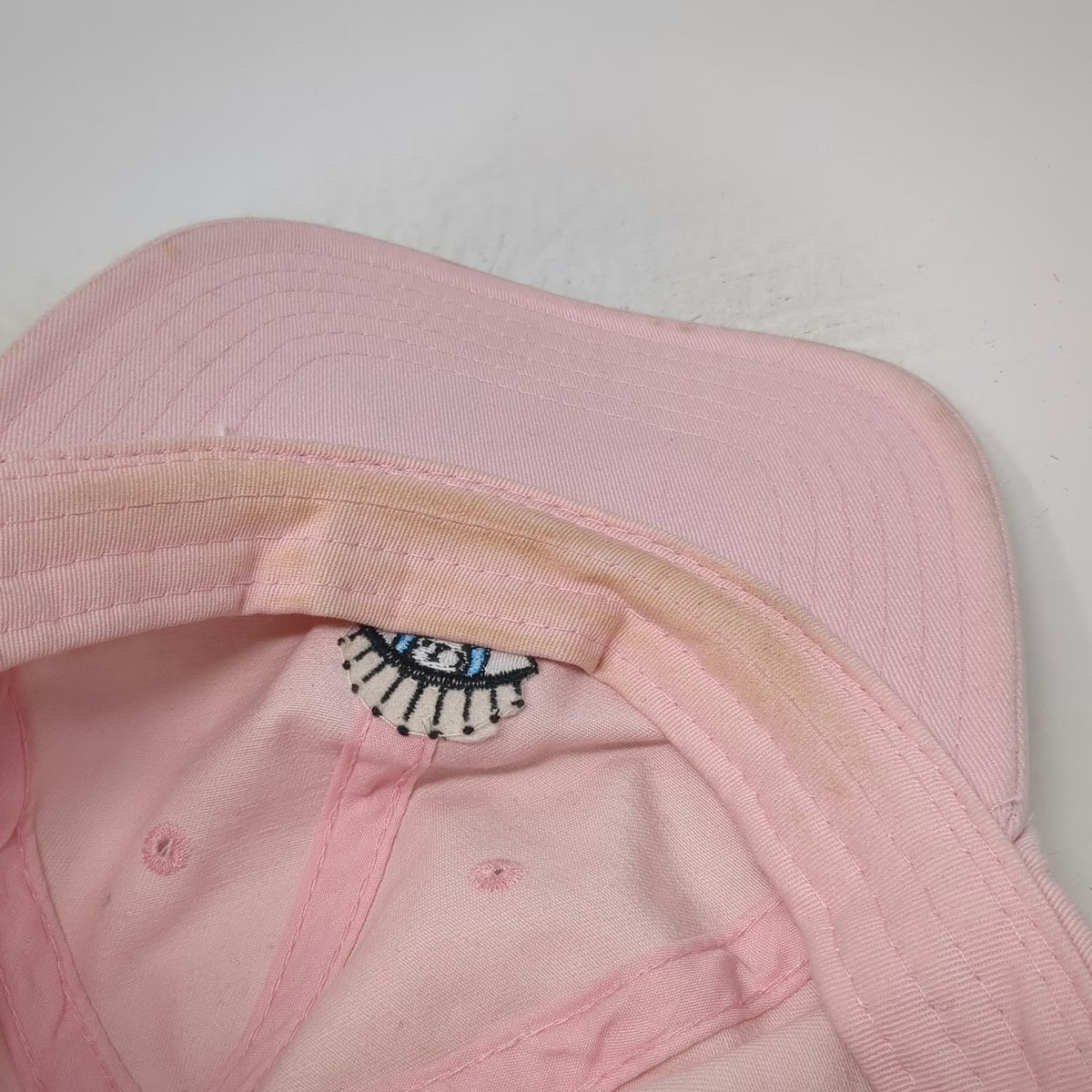 Empyre Baseball Cap Pink One Size Embroidered Eye Graphic Slideback Cotton Hat
