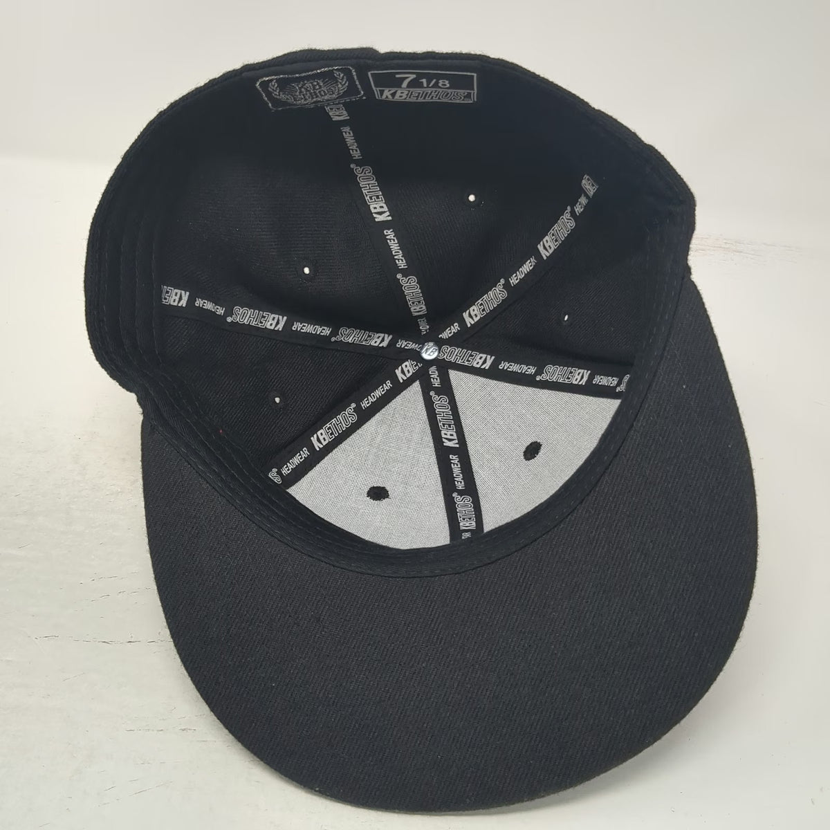 KB Ethos Baseball Cap Black 7 1/8 JB Auto Glass Fitted Embroidered Logo Hat