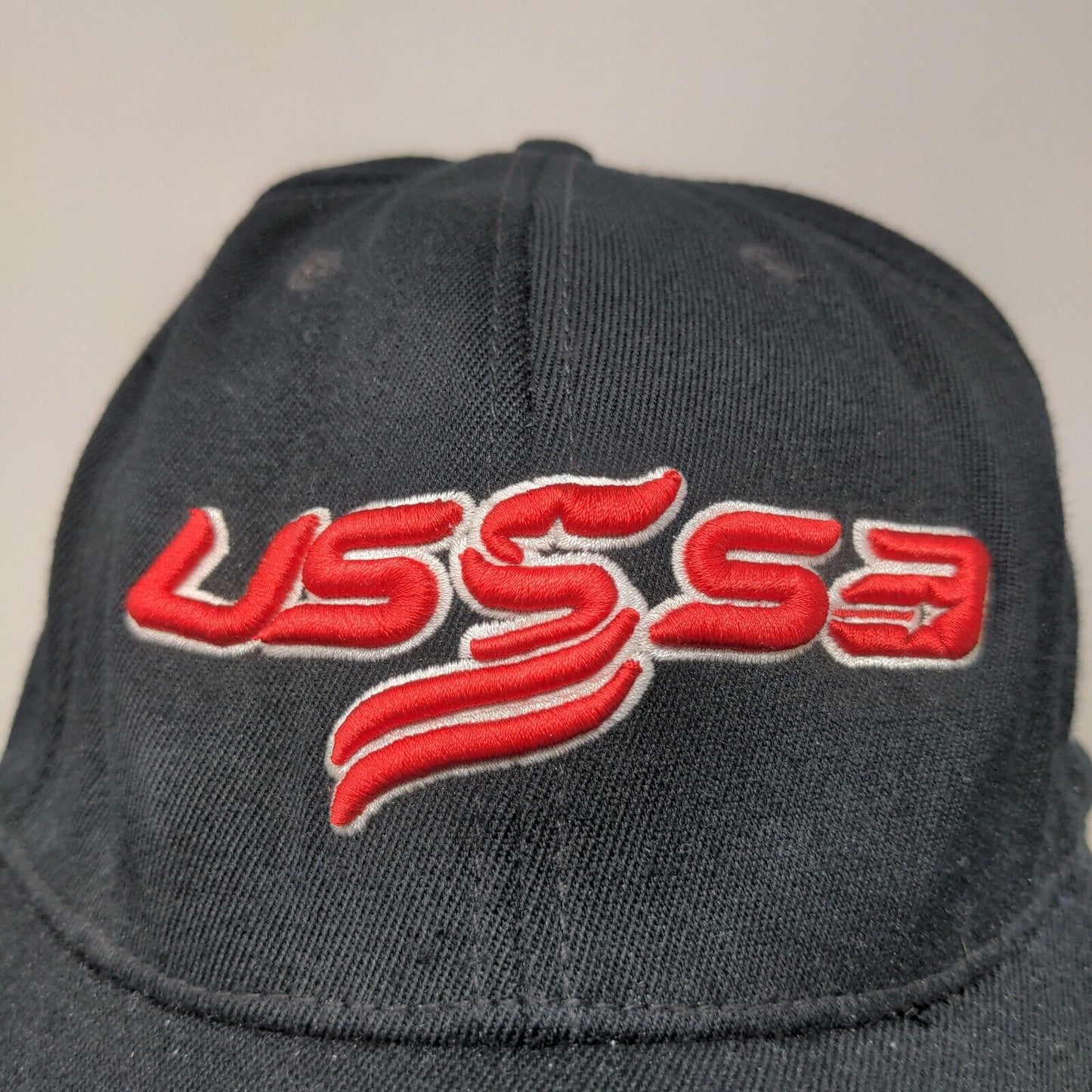 USSSA Men's Fitted Hat Black Size S-M Embroidered Logo Acrylic Wool Blend