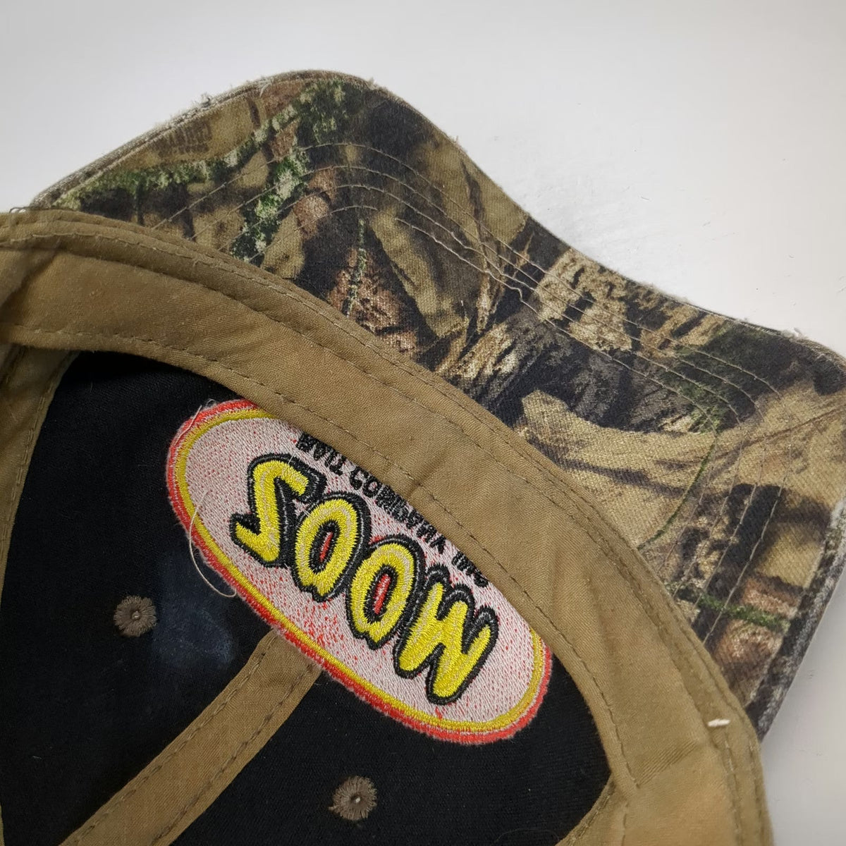 Zoom Bait Company Woodland Camo Logo Baseball Cap Brown Green One Size Hat Strap