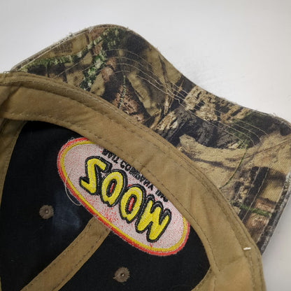 Zoom Bait Company Woodland Camo Logo Baseball Cap Brown Green One Size Hat Strap