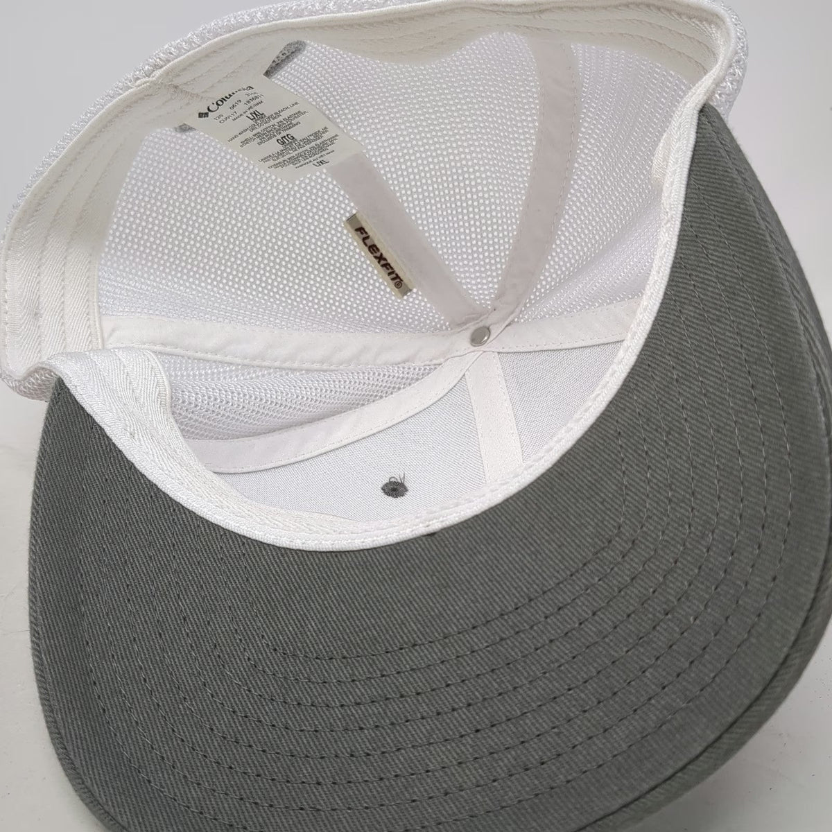 Columbia Baseball Cap Gray XL Mesh Back Fish Flag PFG Performance Fishing Hat