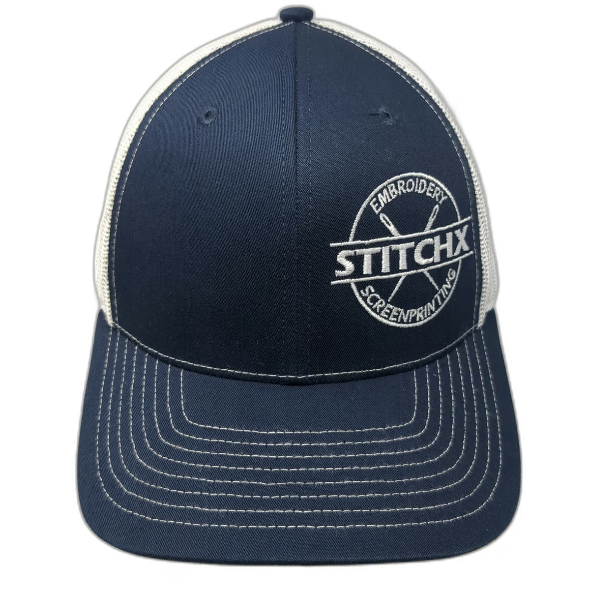 Richardson Trucker Hat Blue One Size StitchX Embroidery Mesh Snapback Style 112