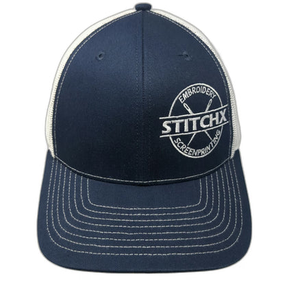Richardson Trucker Hat Blue One Size StitchX Embroidery Mesh Snapback Style 112