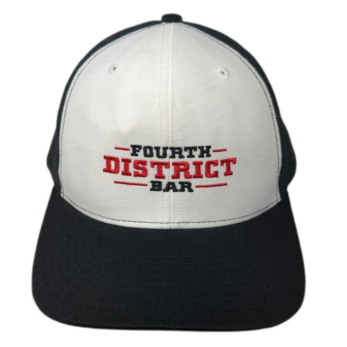 Richardson Trucker Hat Black OS Fourth District Bar Mesh Back Snapback Logo Cap