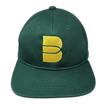 The Botanist Snapback Green One Size Yellow Embroidered Logo Hat Pattern Lining