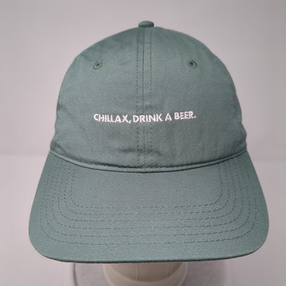 Chillax Drink A Beer Slideback Hat Green OS Adjustable Davie Embroidered Cotton