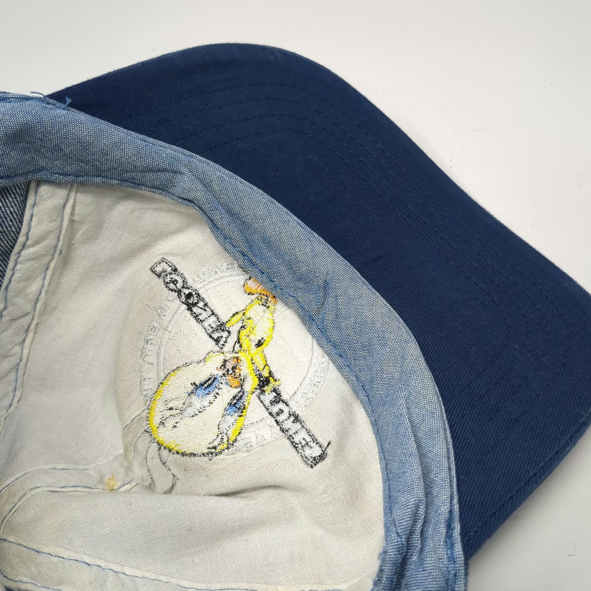Looney Tunes Tweety Bird Blue Denim Baseball Cap Strapback Elastic Hat Vintage