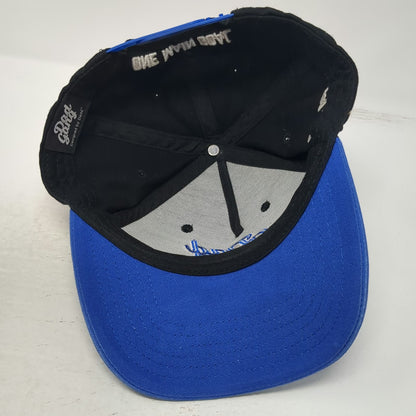 Dad Gang 5 Panel Black Blue One Size Snapback Hat Logo Script Embroidery Graphic