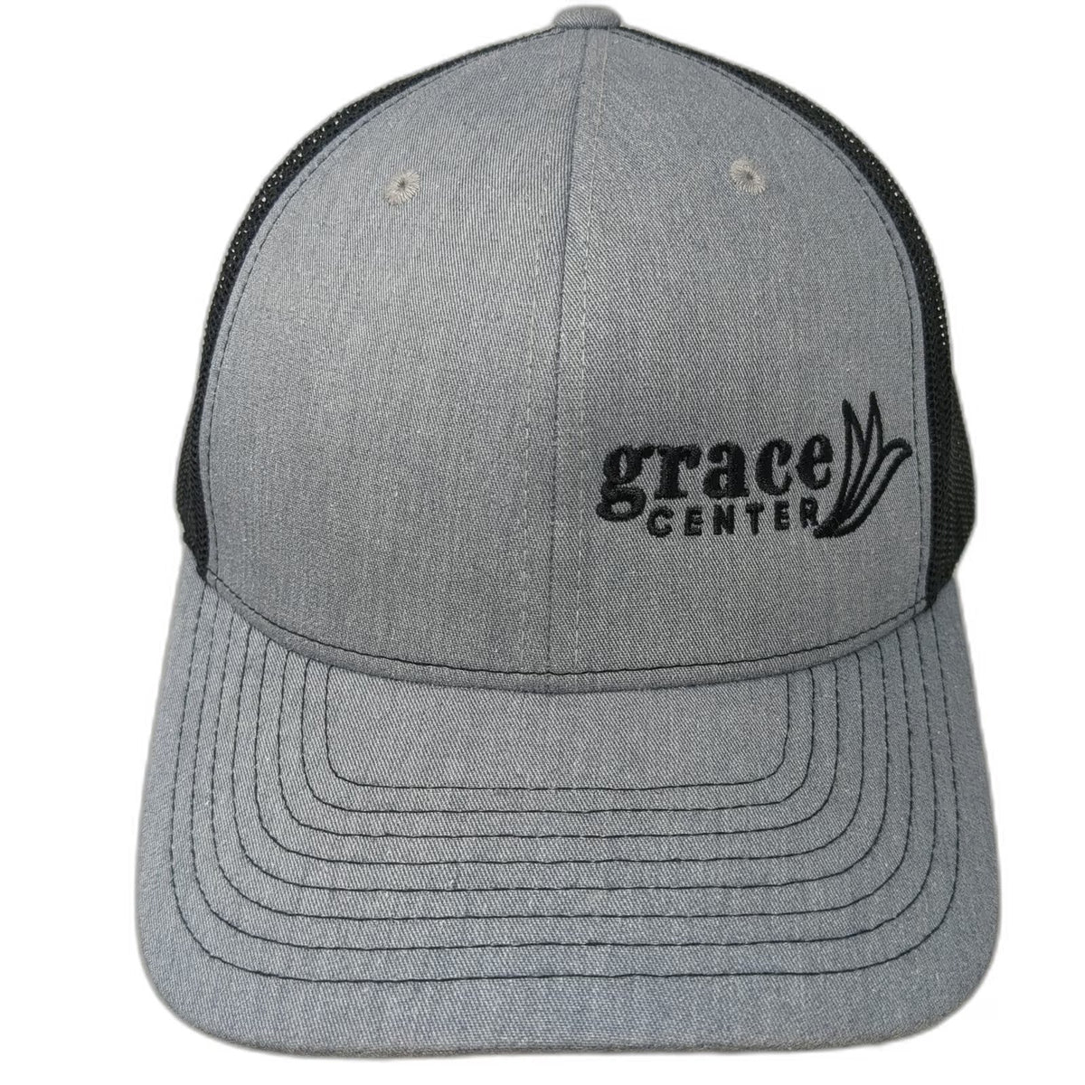 Richardson Trucker Hat Gray One Size Mesh Snapback Grace Center Logo Hat