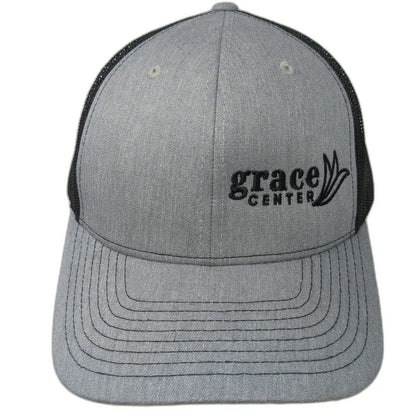 Richardson Trucker Hat Gray One Size Mesh Snapback Grace Center Logo Hat