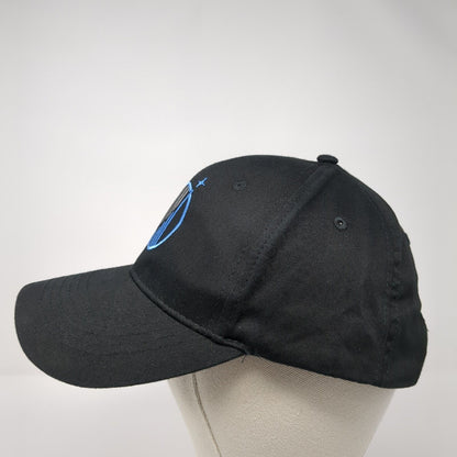 Unbranded Snapback Hat Black One Size Adjustable Embroidered 6 Panel Cotton