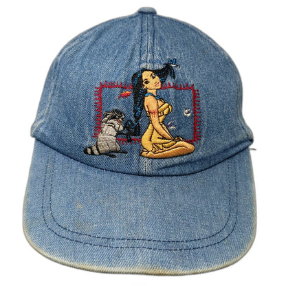 The Disney Store Baseball Cap Blue One Size Denim Pocahontas Meeko Character Hat