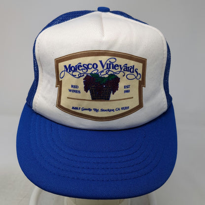 KAP.II Trucker Hat Blue One Size Moresco Vineyards Stockton CA Grapes Graphic