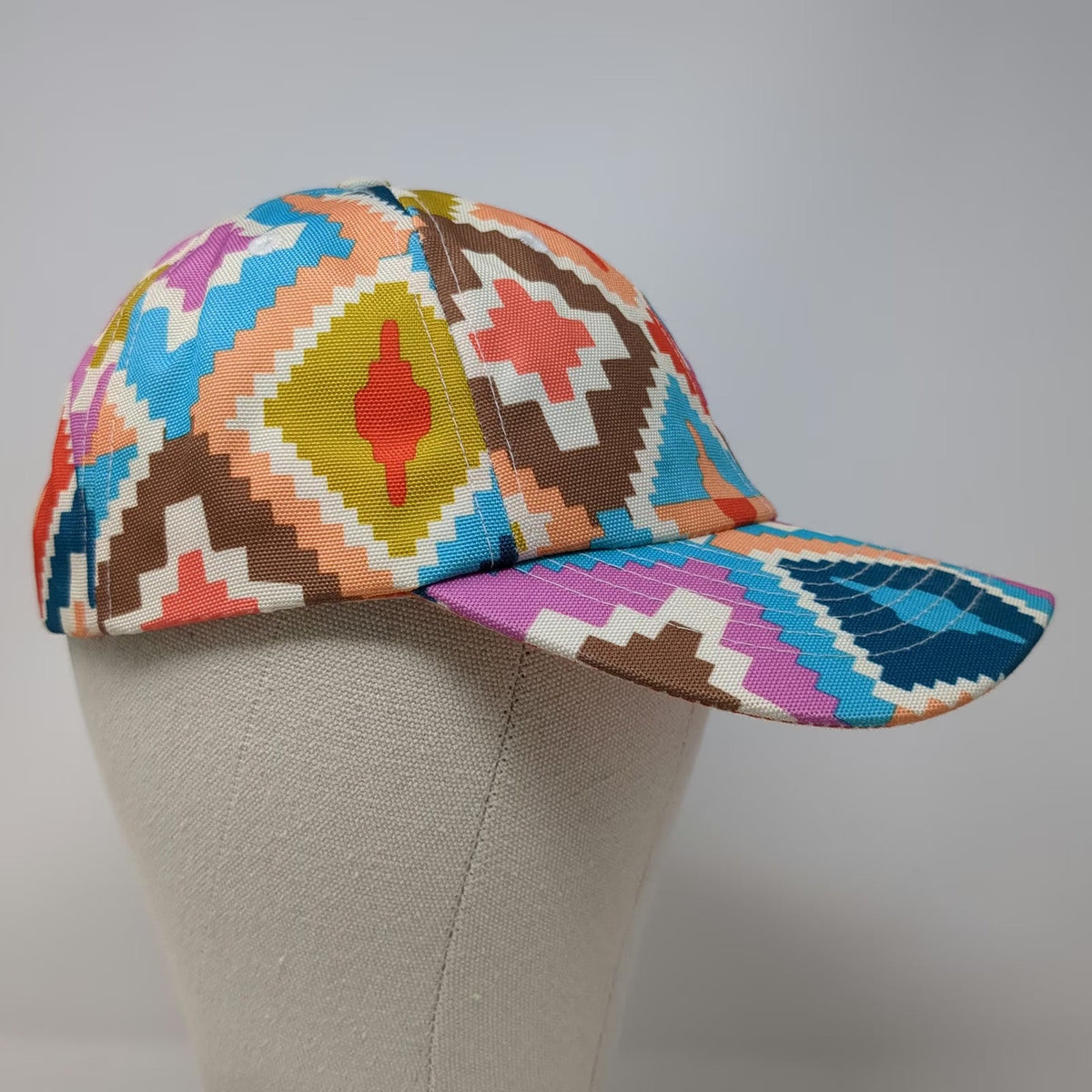 Vera Bradley Baseball Cap Orange One Size Kilim Geometric Patterned Canvas Hat