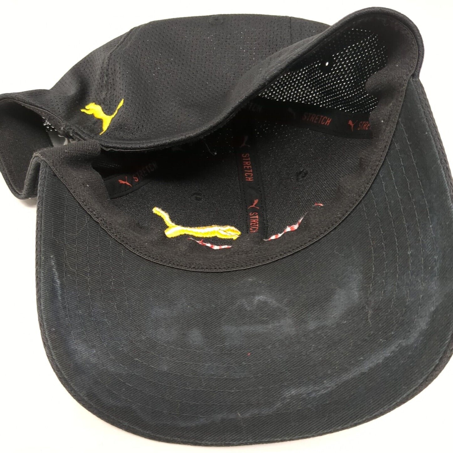 Puma Spell Out Fitted Hat Black L/XL Embroidered Logo Stretch Outdoor