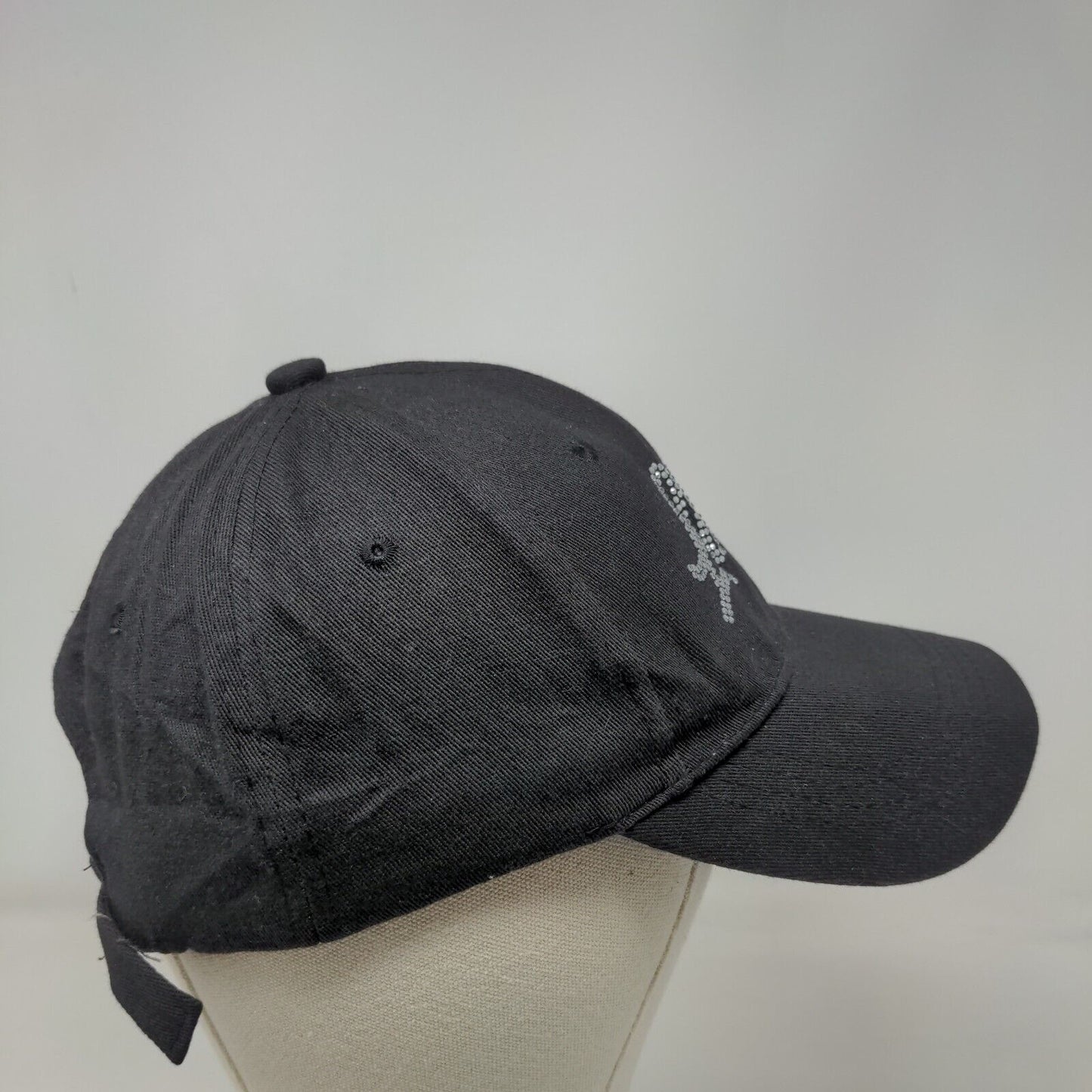 Libra Bling Slideback Hat Black One Size Adjustable Rhinestone 6 Panel