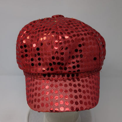 Unbranded Sparkle Sequin Newsboy Cap Red Size 58 Polka Dot Lightweight Blank